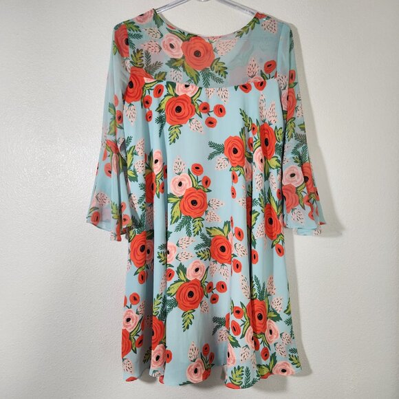 {Anthro} Paper Crown + Rifle Paper Co. Fluttered Blooms Swing Dress Oversized S - Picture 12 of 16